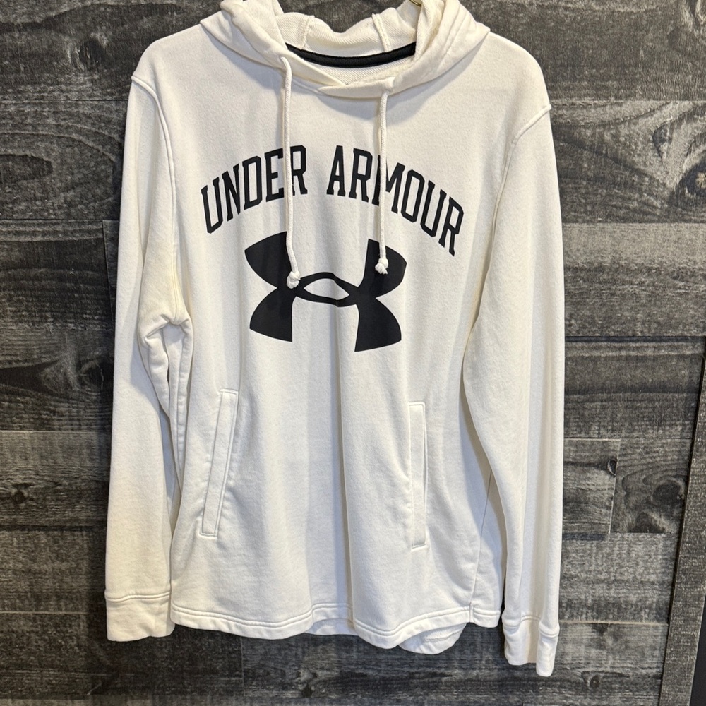 Under Armour Cream Hoodie with Black Logo